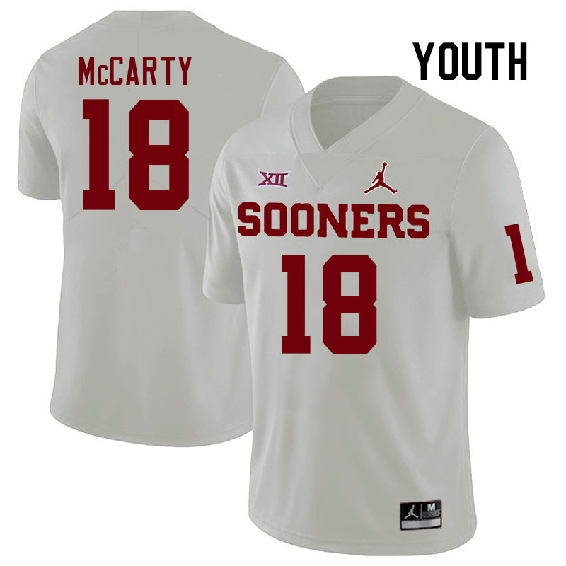 Youth #18 Erik McCarty Oklahoma Sooners College Football Jerseys Stitched-White
